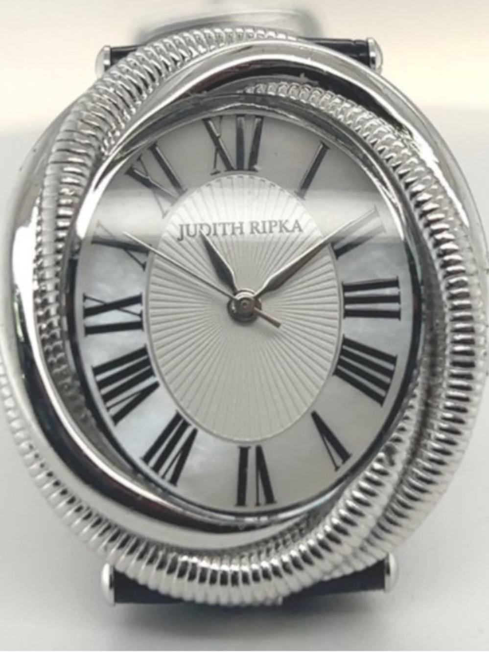 Judith Ripka Couture Eternity -genuine Crocodile Midnight blue leather